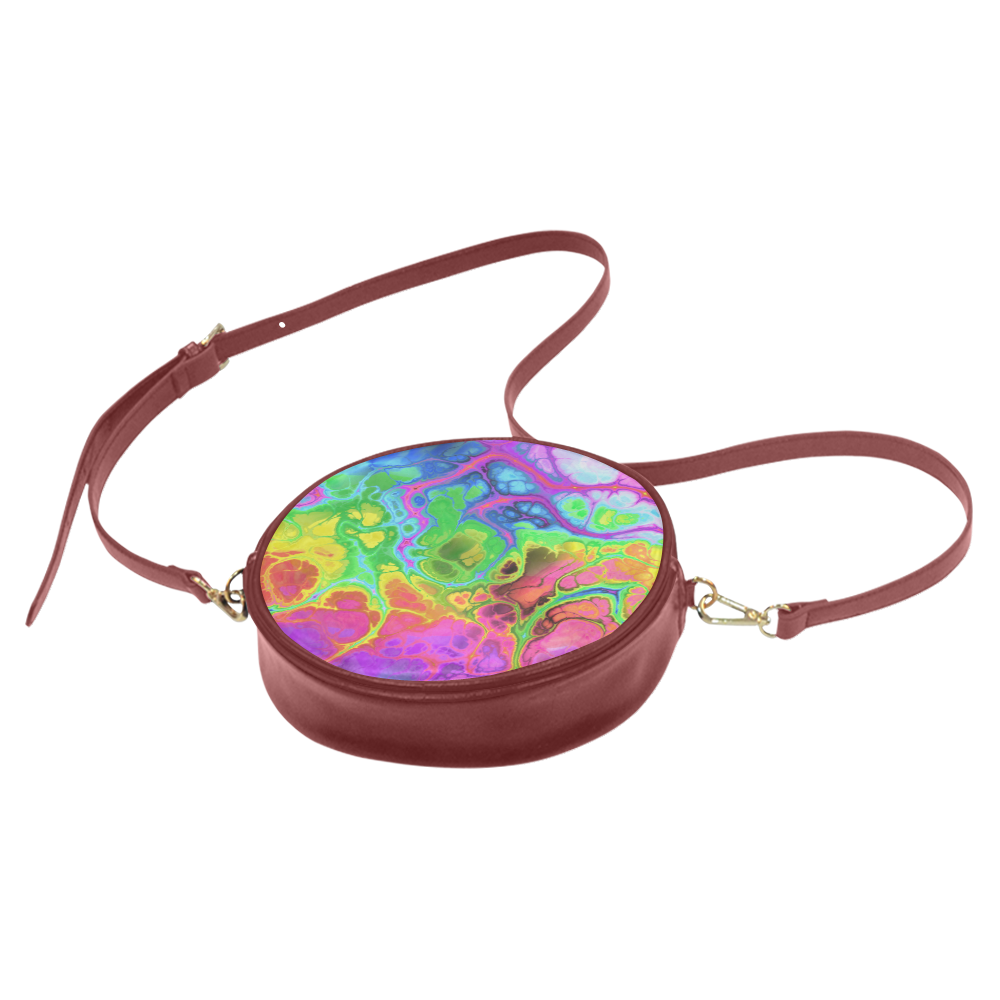 Rainbow Marble Fractal Round Sling Bag (Model 1647)