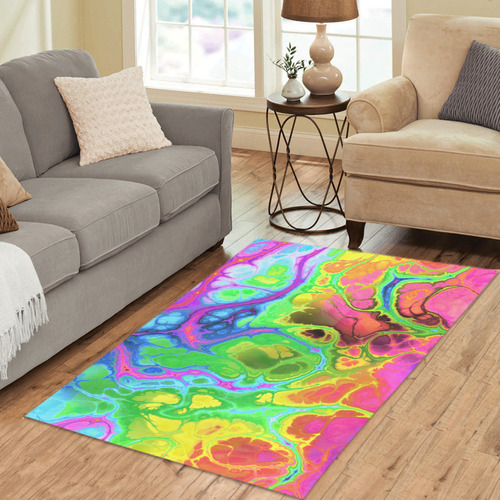 Rainbow Marble Fractal Area Rug 5'x3'3''