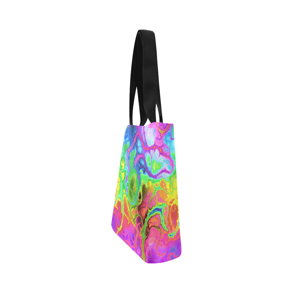 Rainbow Marble Fractal Canvas Tote Bag (Model 1657)