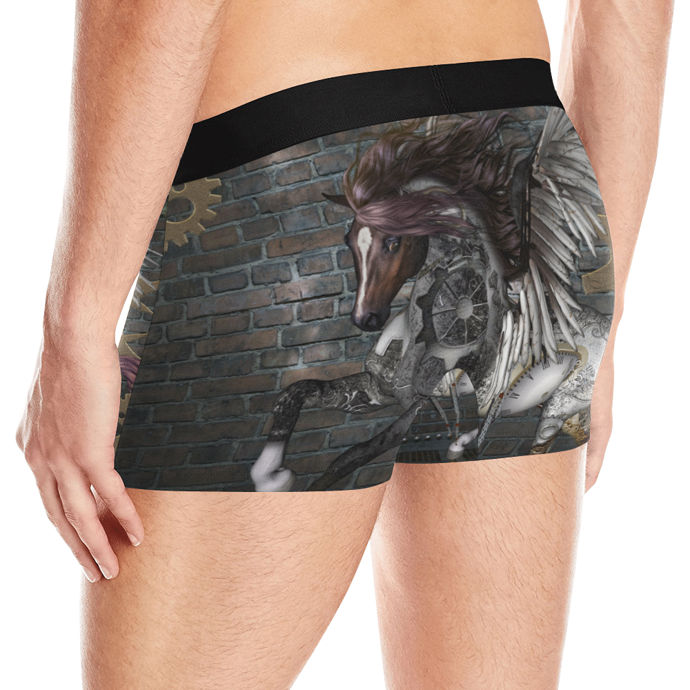 Steampunk, awesome steampunk horse with wings Men's All Over Print Boxer Briefs (Model L10)