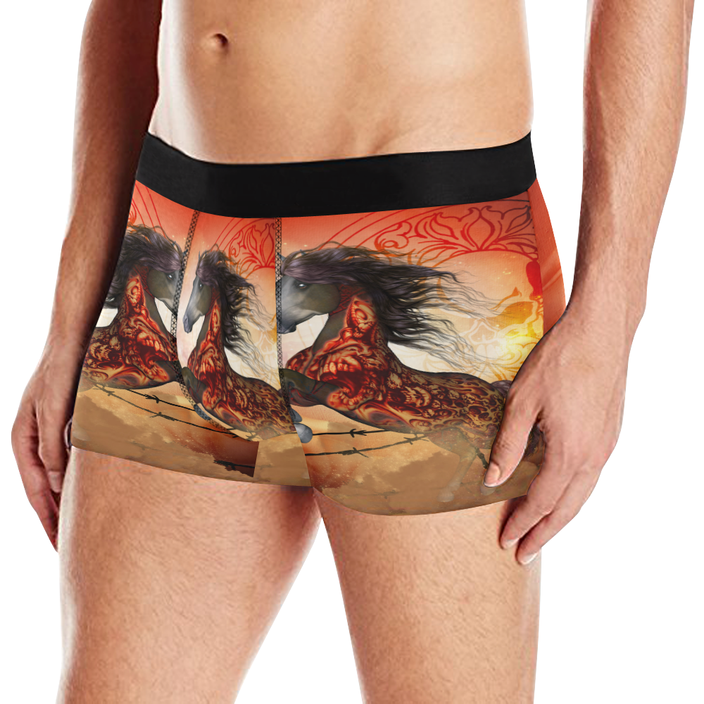 Awesome creepy horse with skulls Men's All Over Print Boxer Briefs (Model L10)