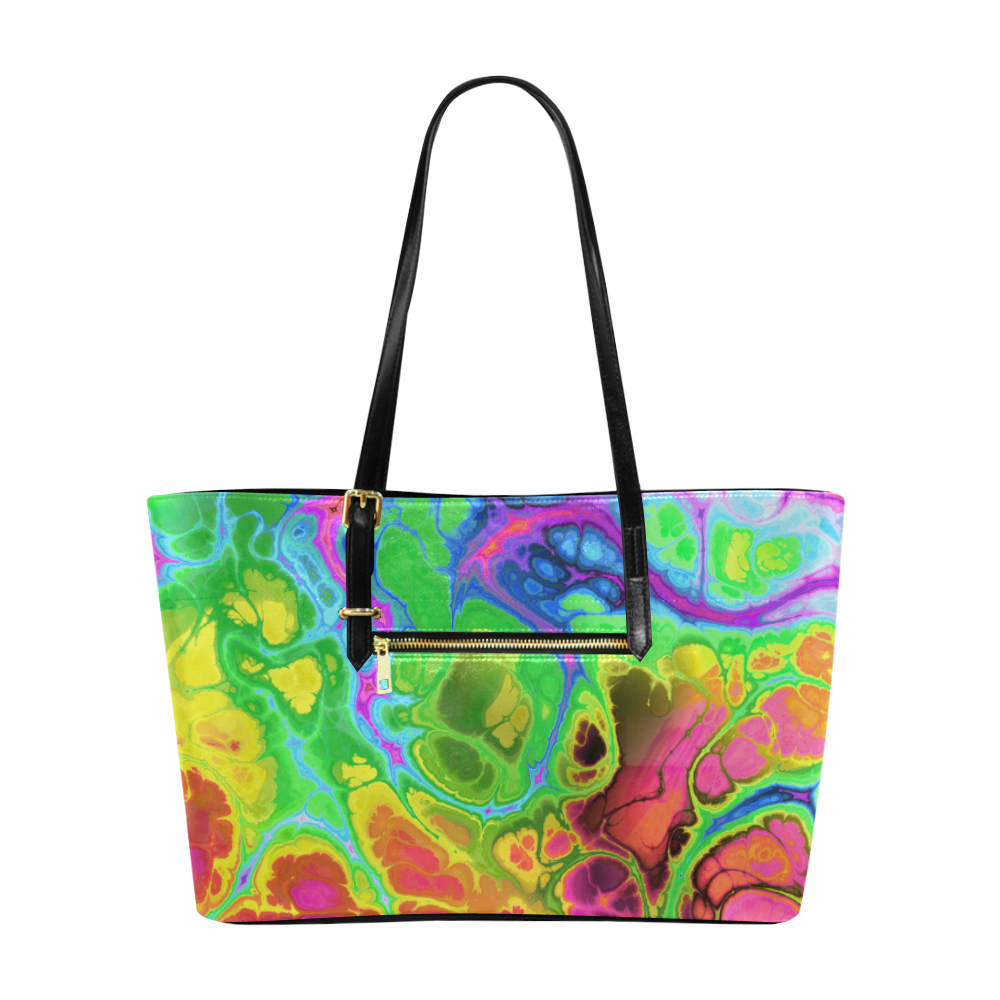 Rainbow Marble Fractal Euramerican Tote Bag/Large (Model 1656)