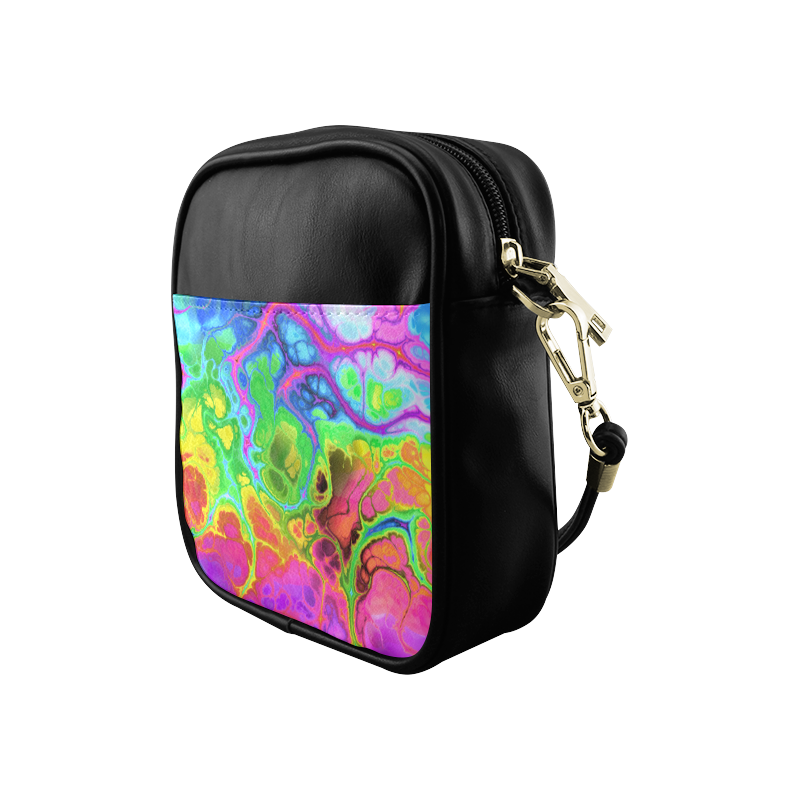 Rainbow Marble Fractal Sling Bag (Model 1627)