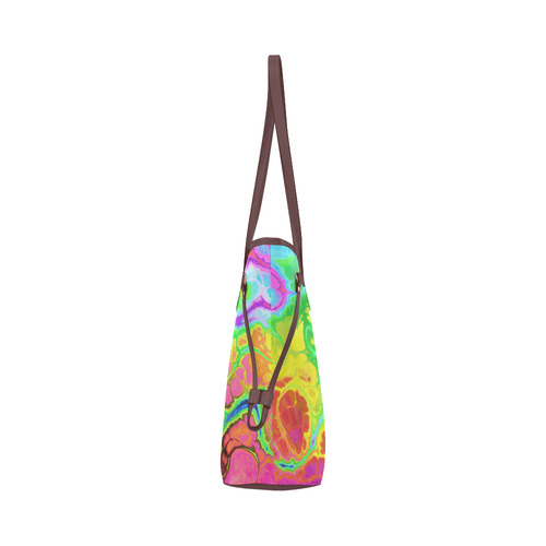 Rainbow Marble Fractal Clover Canvas Tote Bag (Model 1661)