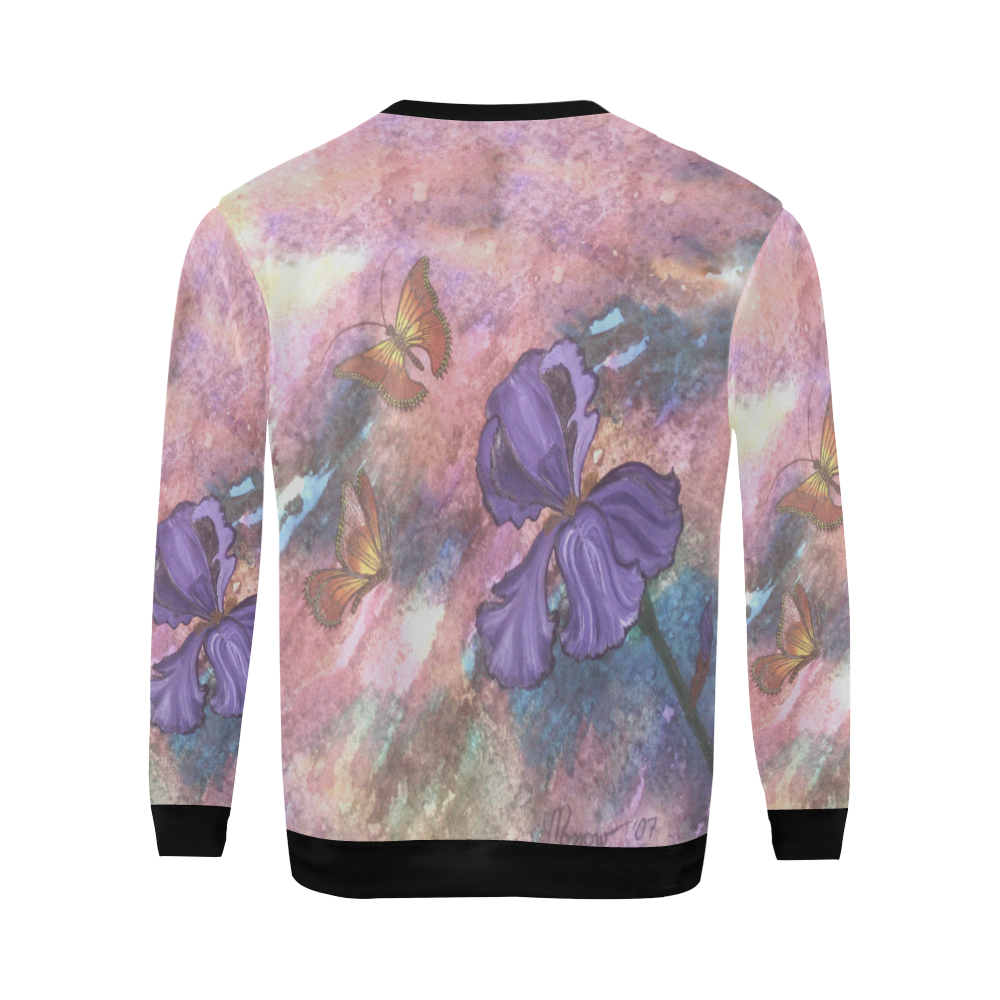 Pastel Monarchs Black Trim Oversized Sweatshirt All Over Print Crewneck Sweatshirt for Men/Large (Model H18)