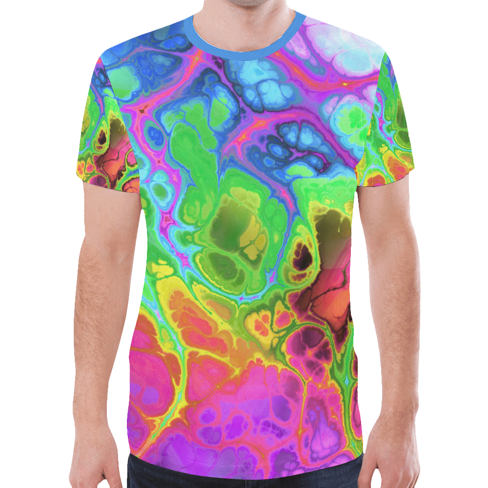 Rainbow Marble Fractal New All Over Print T-shirt for Men (Model T45)