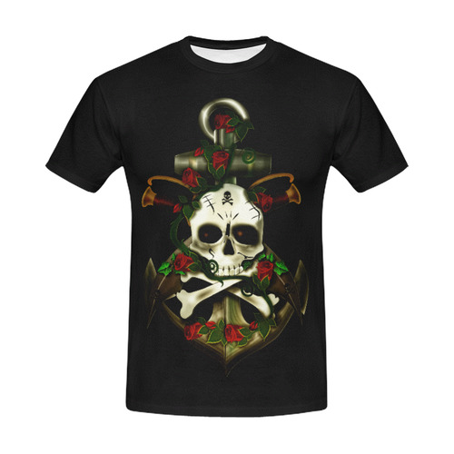 Skull Sword and Anchor All Over Print T-Shirt for Men (USA Size) (Model T40)