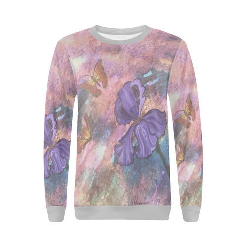 Pastel Monarchs Gray Trim Women's Sweatshirt All Over Print Crewneck Sweatshirt for Women (Model H18)