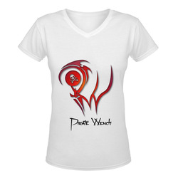 Pirate Wench Red Women's Deep V-neck T-shirt (Model T19)