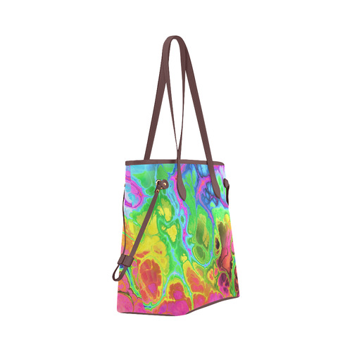 Rainbow Marble Fractal Clover Canvas Tote Bag (Model 1661)