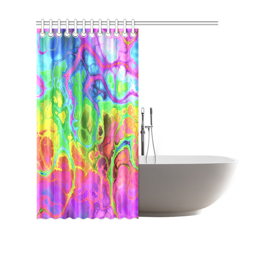 Rainbow Marble Fractal Shower Curtain 69"x70"