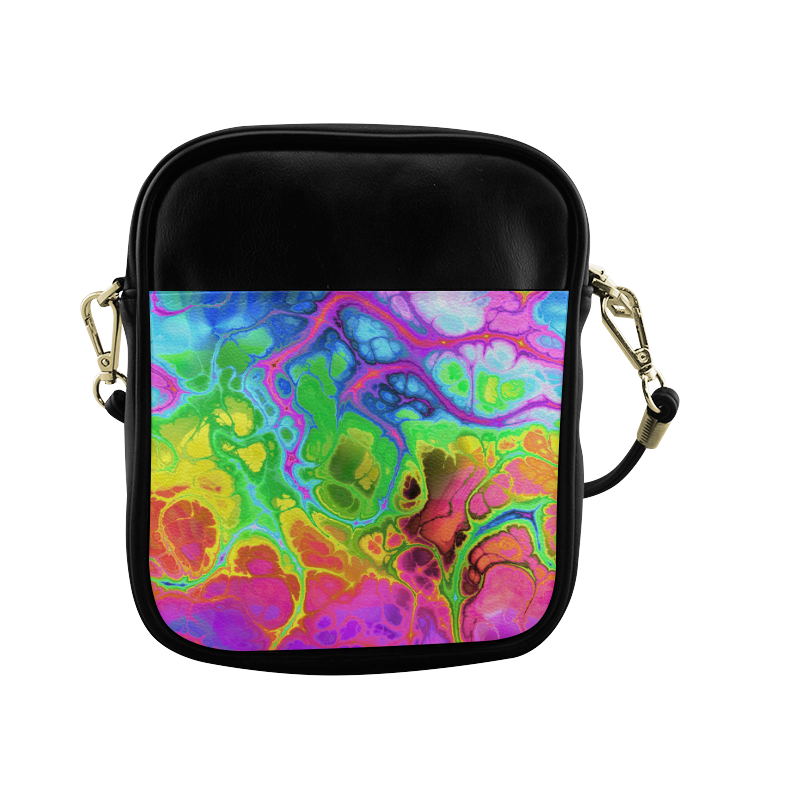 Rainbow Marble Fractal Sling Bag (Model 1627)