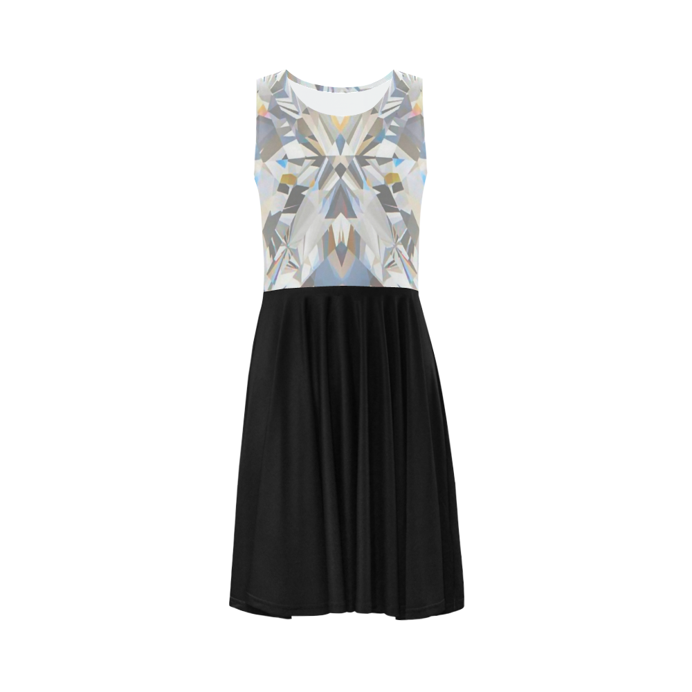 Diamond Faceted crystal abstract low poly Gem Sleeveless Ice Skater Dress (D19)