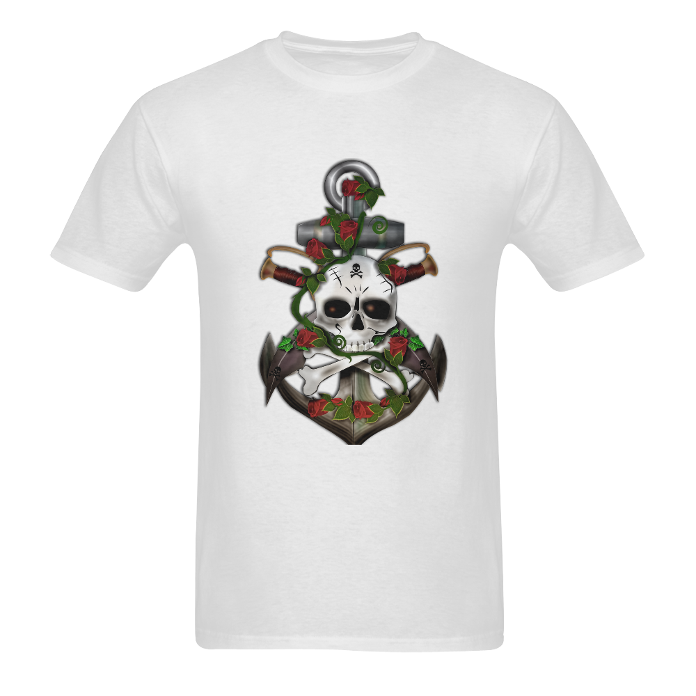 Skull Sword and Anchor Men's T-Shirt in USA Size (Two Sides Printing)