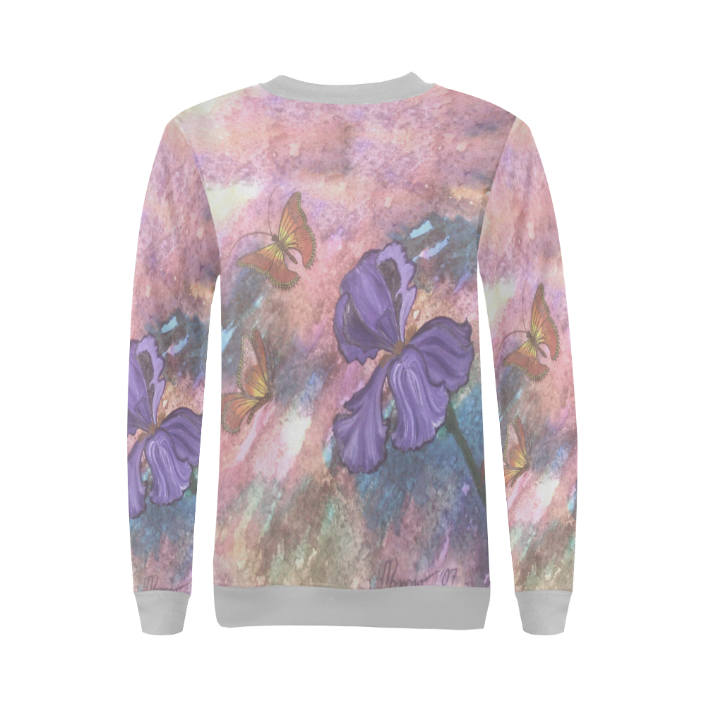 Pastel Monarchs Gray Trim Women's Sweatshirt All Over Print Crewneck Sweatshirt for Women (Model H18)
