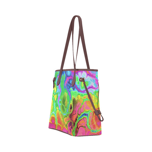 Rainbow Marble Fractal Clover Canvas Tote Bag (Model 1661)