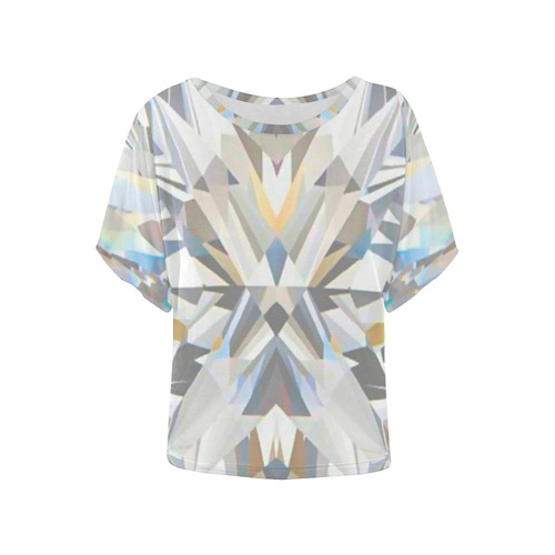 Diamond Faceted low poly Crystal Gem Women's Batwing-Sleeved Blouse T shirt (Model T44)