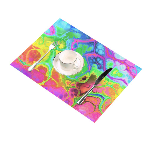 Rainbow Marble Fractal Placemat 14’’ x 19’’ (Six Pieces)