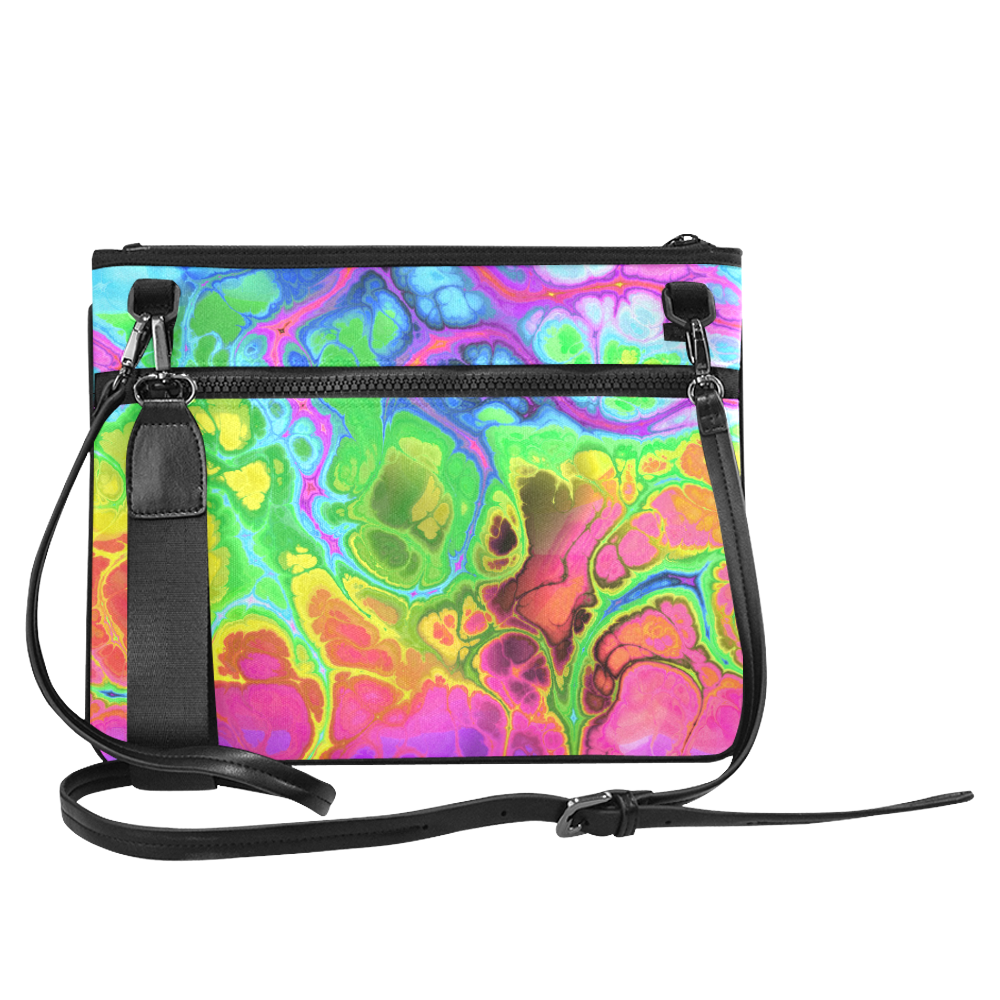 Rainbow Marble Fractal Slim Clutch Bag (Model 1668)