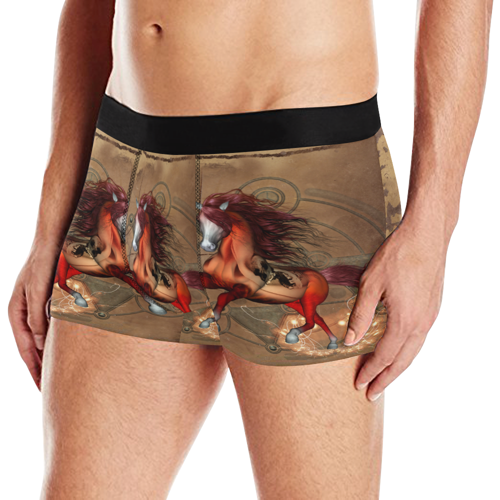 Wonderful horse with skull, red colors Men's All Over Print Boxer Briefs (Model L10)