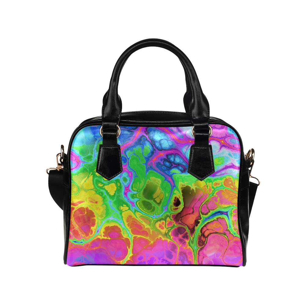 Rainbow Marble Fractal Shoulder Handbag (Model 1634)