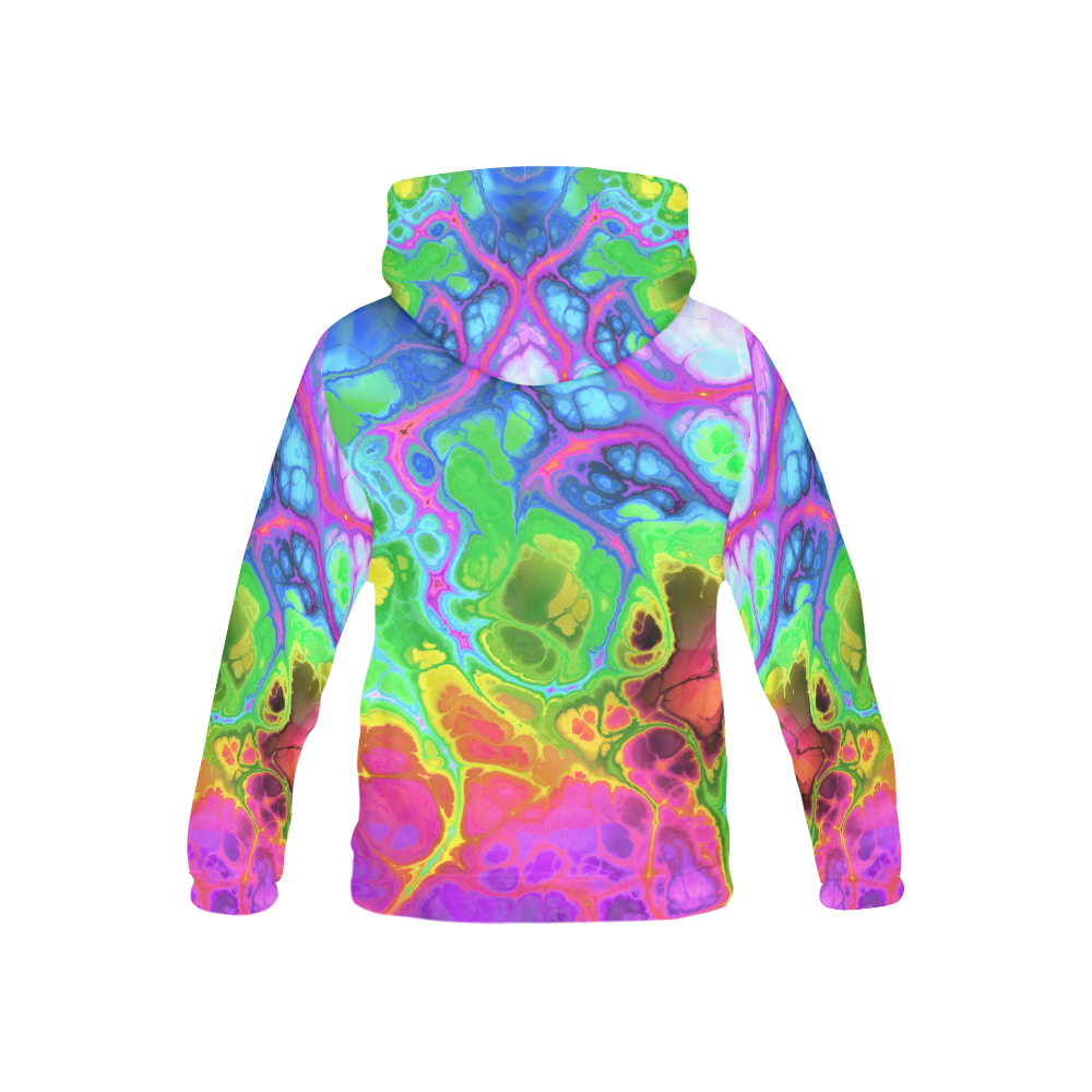 Rainbow Marble Fractal All Over Print Hoodie for Kid (USA Size) (Model H13)