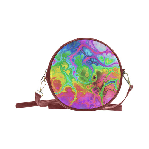 Rainbow Marble Fractal Round Sling Bag (Model 1647)