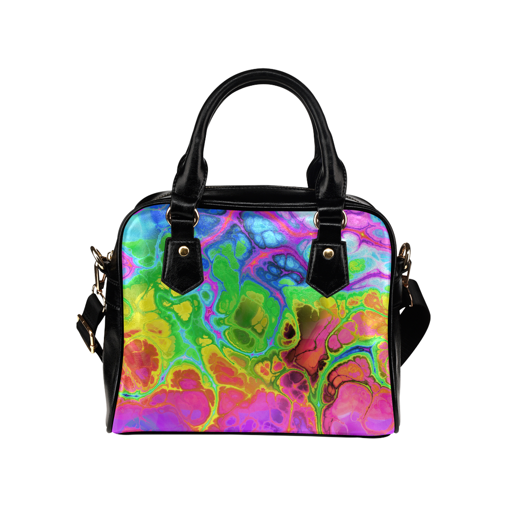 Rainbow Marble Fractal Shoulder Handbag (Model 1634)