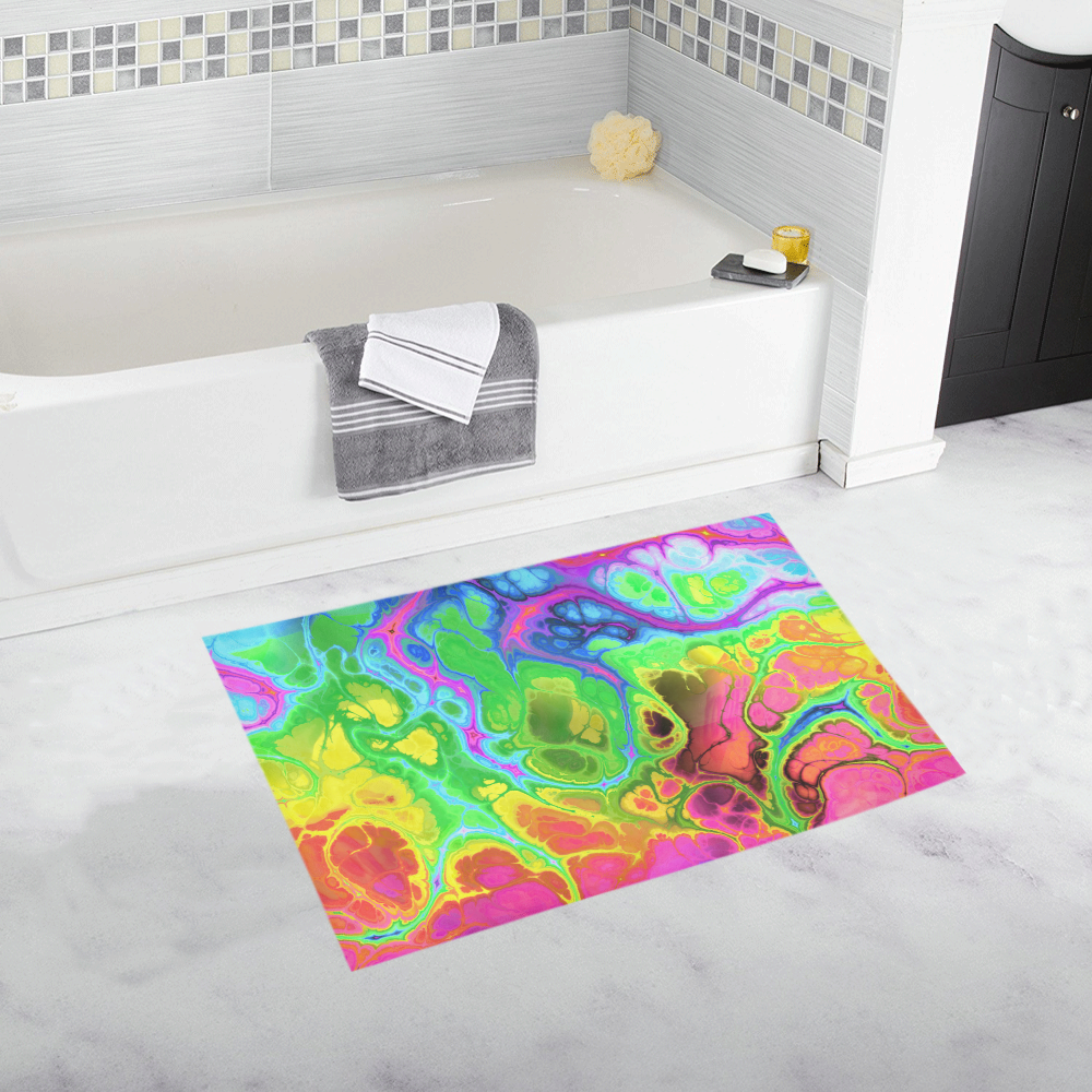 Rainbow Marble Fractal Bath Rug 20''x 32''