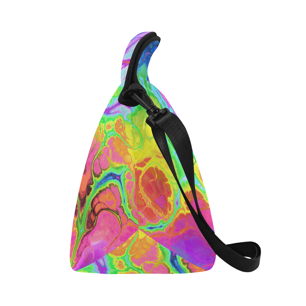 Rainbow Marble Fractal Neoprene Lunch Bag/Large (Model 1669)