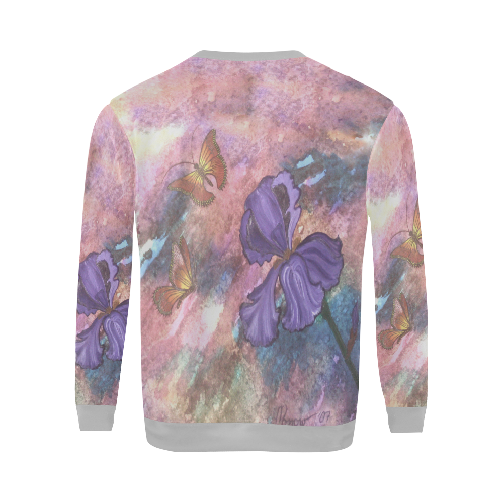 Pastel Monarchs Gray Trim Oversized Sweatshirt All Over Print Crewneck Sweatshirt for Men/Large (Model H18)