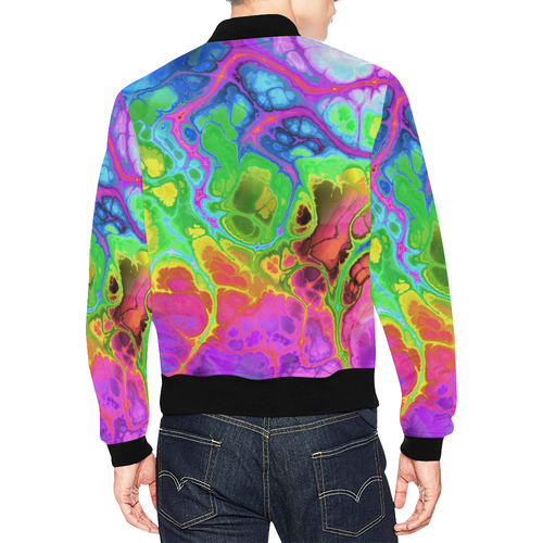 Rainbow Marble Fractal All Over Print Bomber Jacket for Men (Model H19)