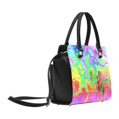 Rainbow Marble Fractal Classic Shoulder Handbag (Model 1653)