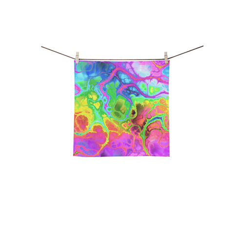 Rainbow Marble Fractal Square Towel 13“x13”