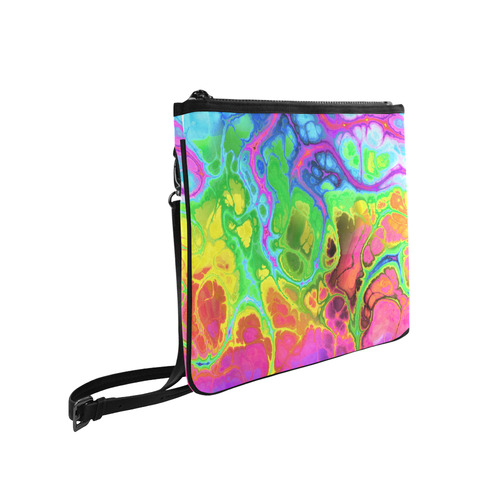 Rainbow Marble Fractal Slim Clutch Bag (Model 1668)