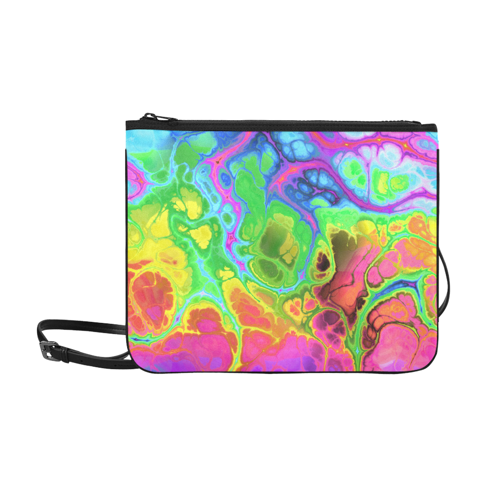 Rainbow Marble Fractal Slim Clutch Bag (Model 1668)