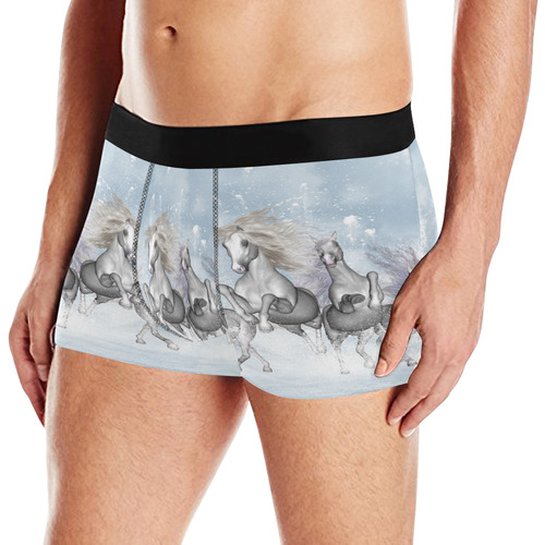 Awesome white wild horses Men's All Over Print Boxer Briefs (Model L10)