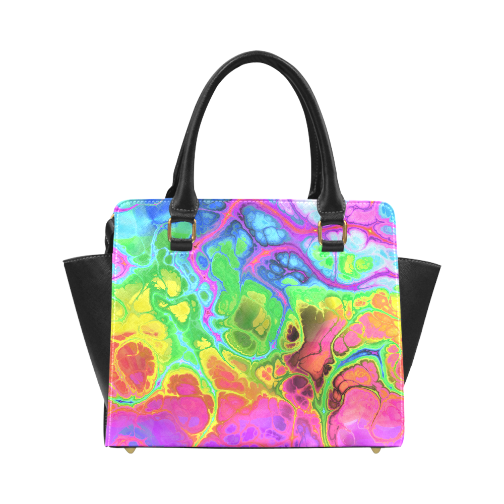 Rainbow Marble Fractal Classic Shoulder Handbag (Model 1653)