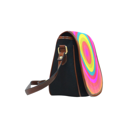 Pink Retro Radial Pattern Saddle Bag/Small (Model 1649)(Flap Customization)