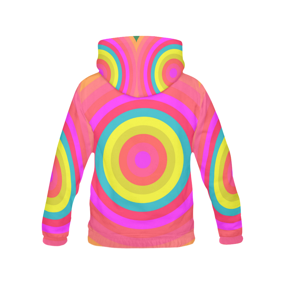 Pink Retro Radial Pattern All Over Print Hoodie for Men/Large Size (USA Size) (Model H13)