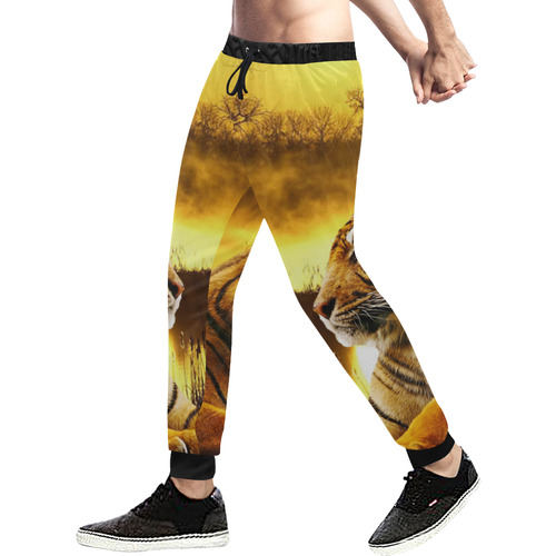Tiger and Sunset Men's All Over Print Sweatpants (Model L11)