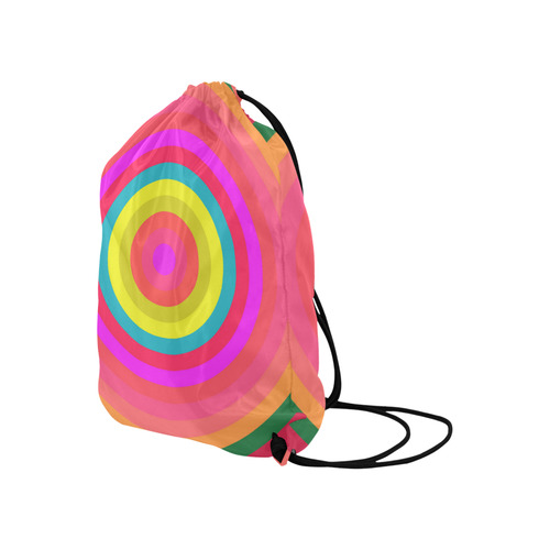 Pink Retro Radial Pattern Large Drawstring Bag Model 1604 (Twin Sides)  16.5"(W) * 19.3"(H)
