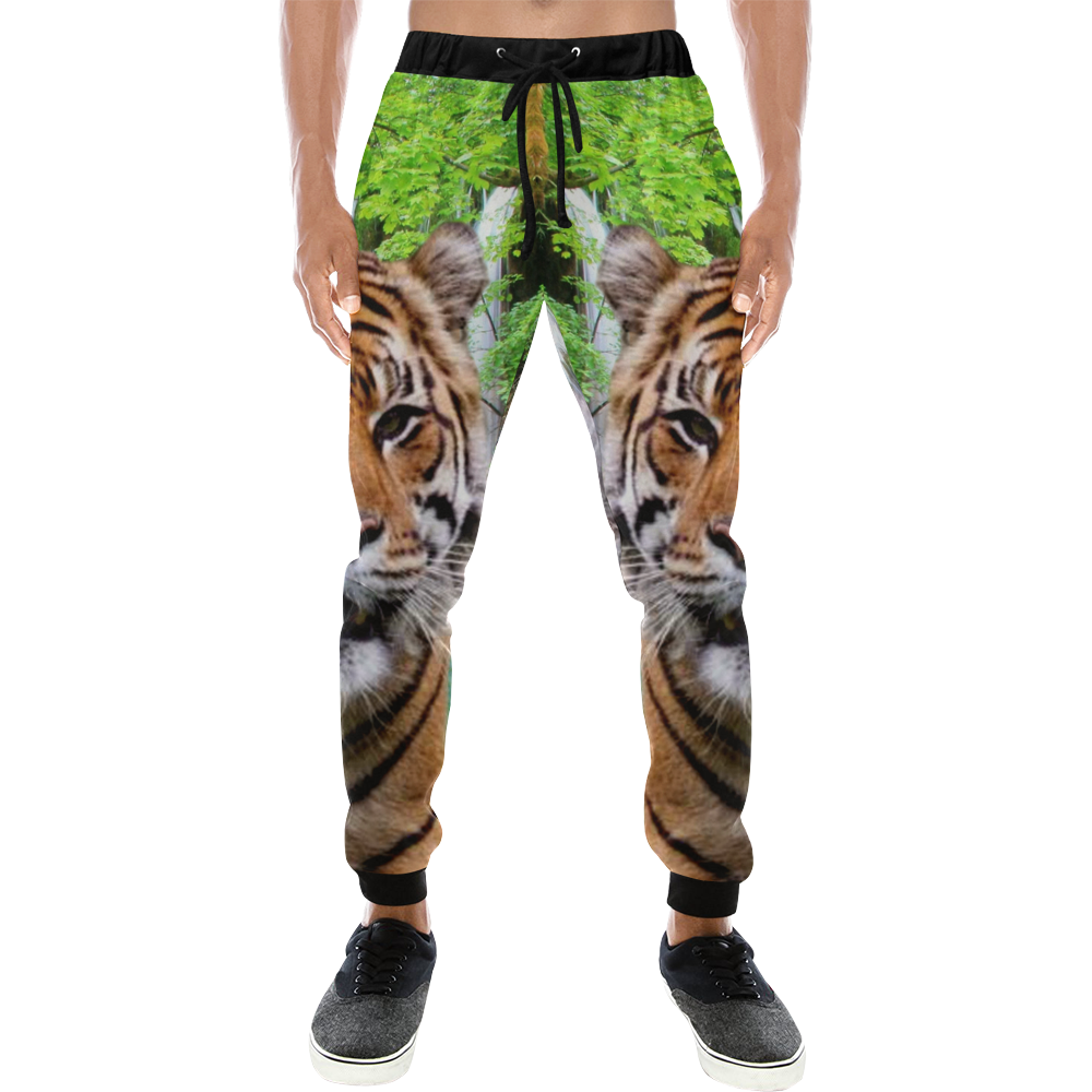 Tiger and Waterfall Men's All Over Print Sweatpants (Model L11)