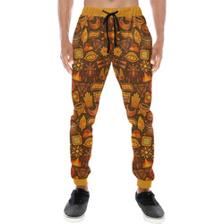 Ethno Pattern Orange 2 Men's All Over Print Sweatpants (Model L11)