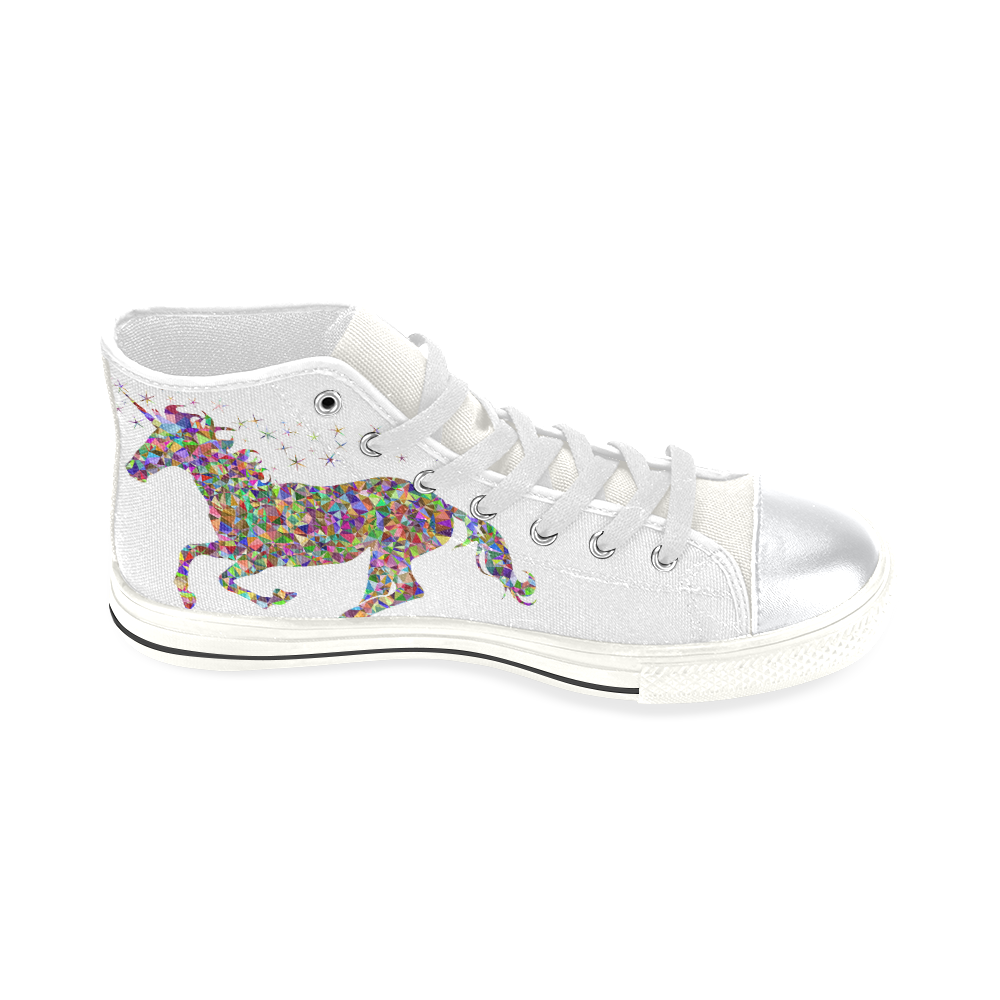 Kids Hi Tops High Top Shoes White Fantasy Multi-Colored Unicorn High Top Canvas Shoes for Kid (Model 017)