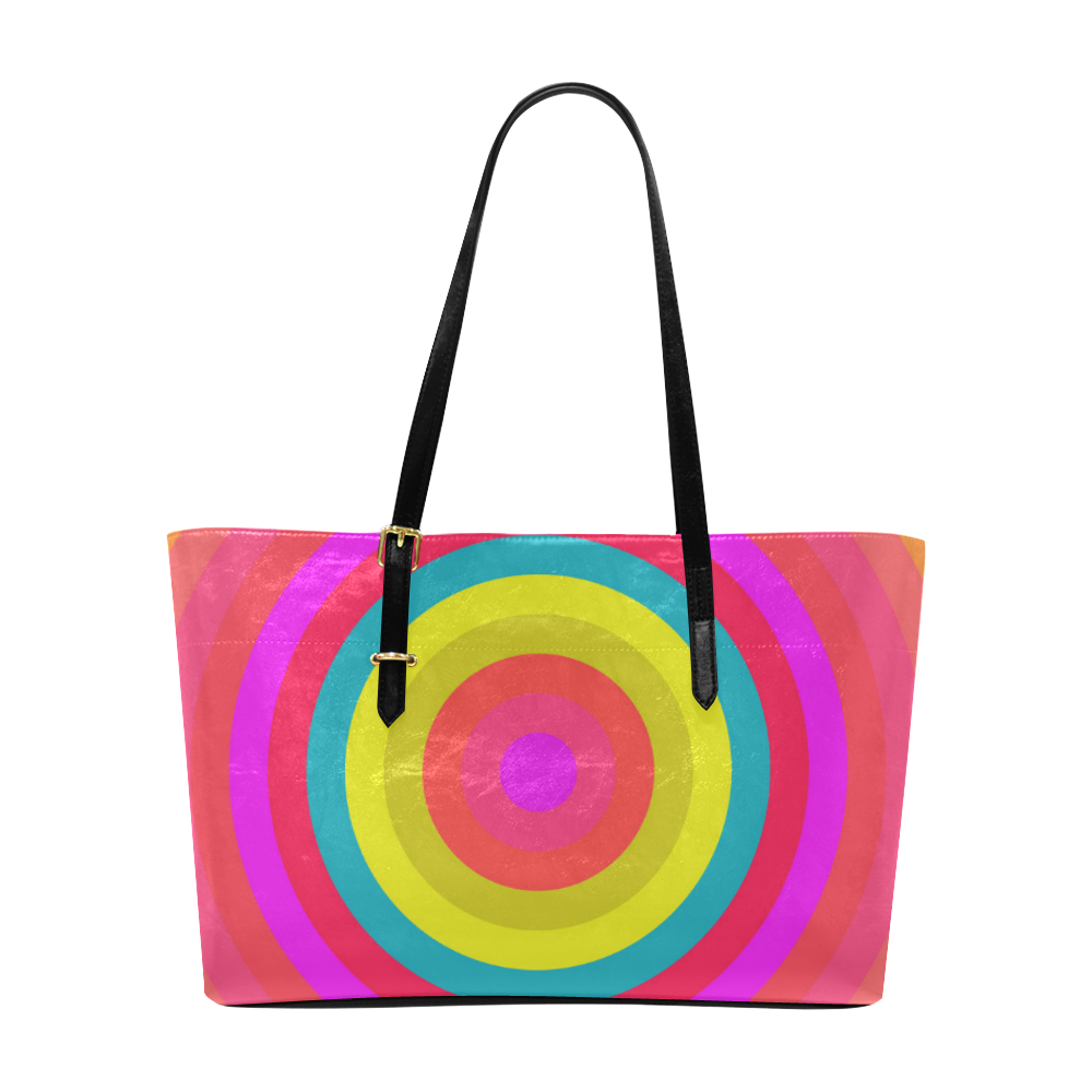 Pink Retro Radial Pattern Euramerican Tote Bag/Large (Model 1656)