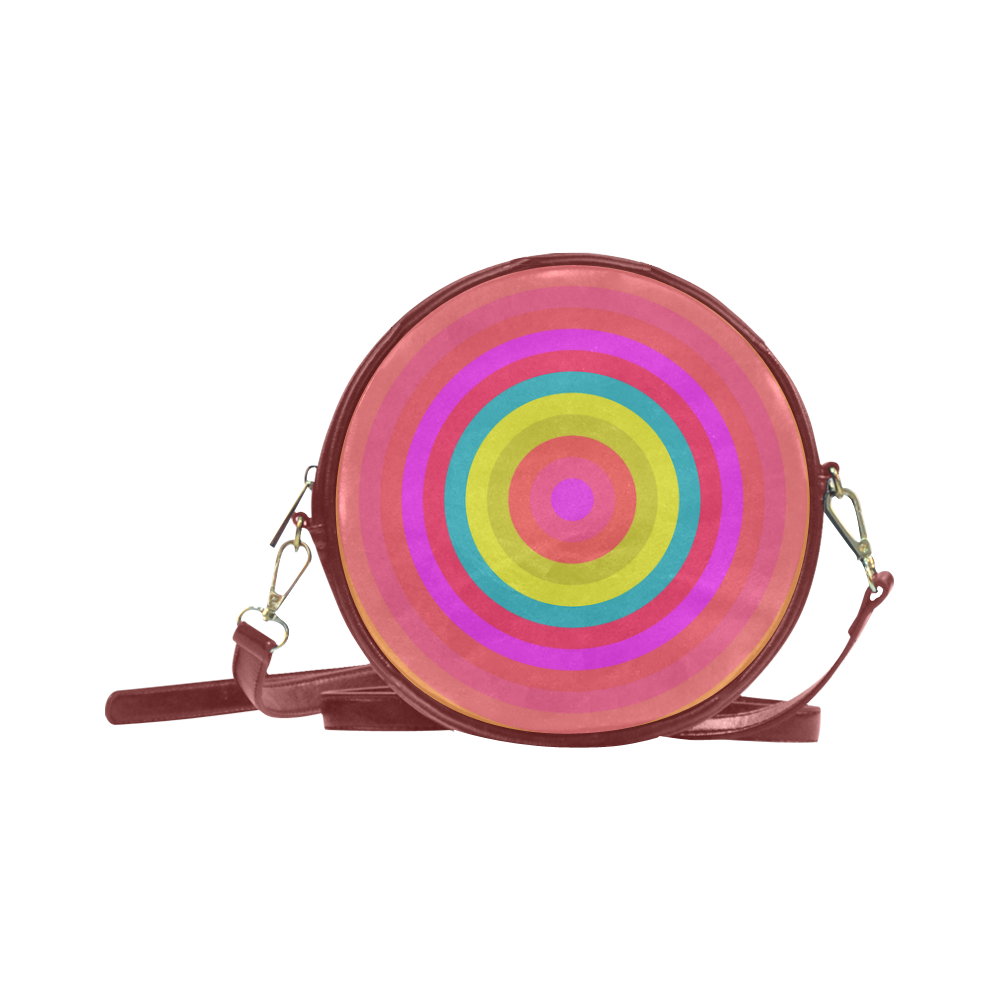 Pink Retro Radial Pattern Round Sling Bag (Model 1647)