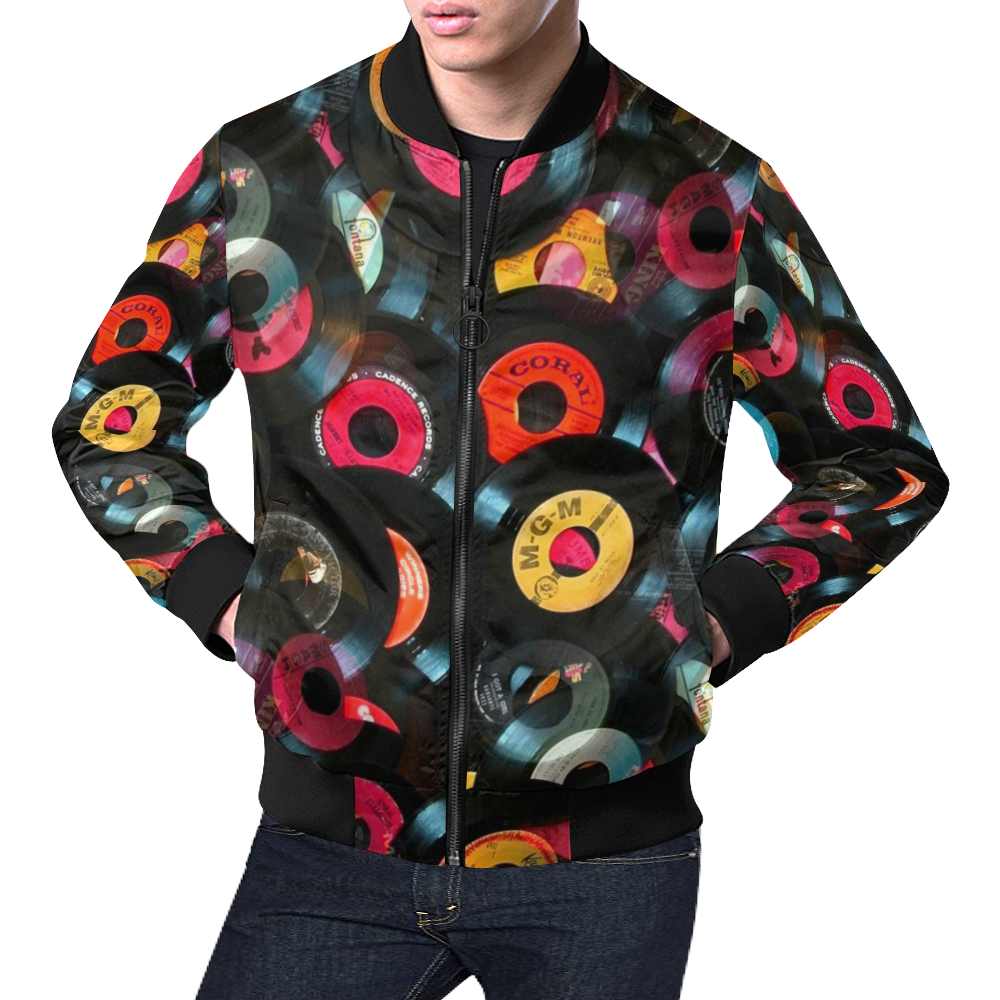 Vinyl Records by Artdream All Over Print Bomber Jacket for Men (Model H19)