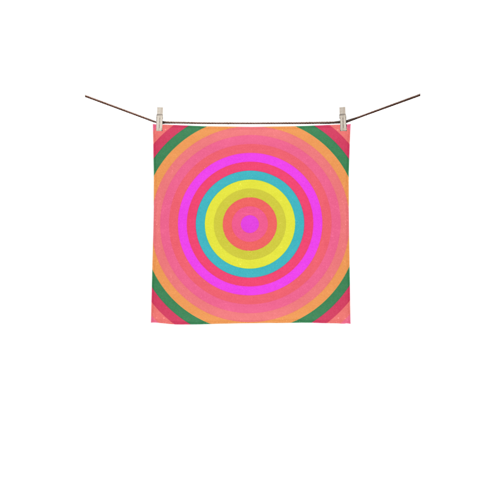 Pink Retro Radial Pattern Square Towel 13“x13”