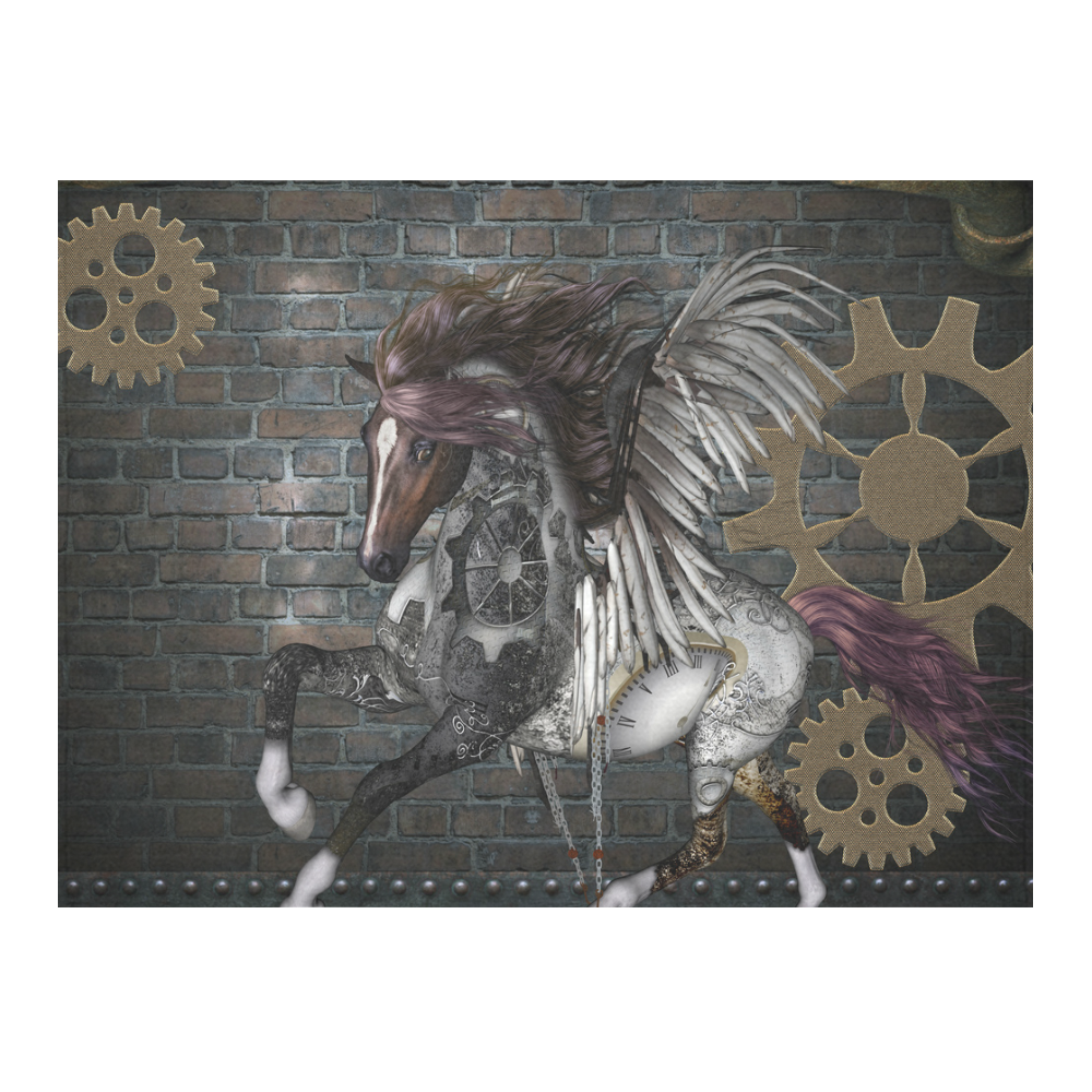 Steampunk, awesome steampunk horse with wings Cotton Linen Tablecloth 52"x 70"